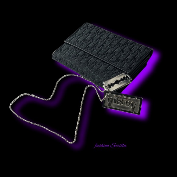 Vintage Dior John Galliano Silver Logo Ball Chain Razor Blade Dog Tag Necklace - Picture 10 of 16